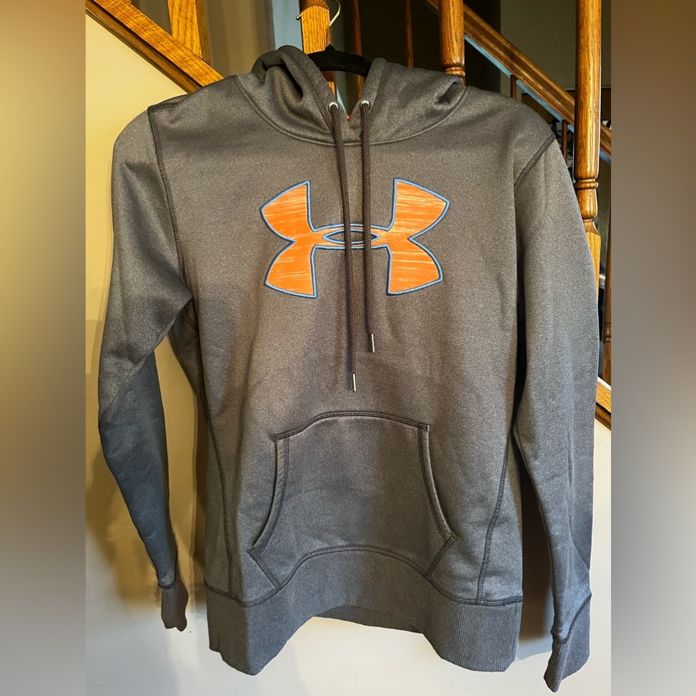 Under Armour Hoodie, Grey & Orange, Men’s Small